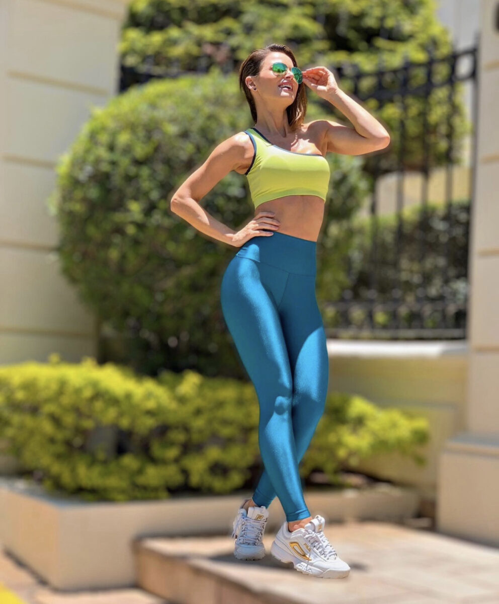 Legging Azul Petróleo avulsa - toque Fashion com Brilho em trilobal Fit